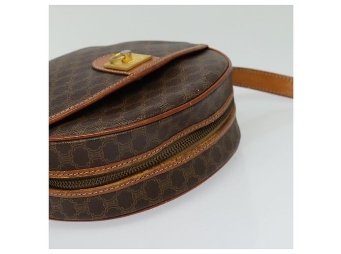Céline Borsa a Spalla in Tela Macadam CELINE in Pelle PVC Marrone Oro Auth gh248 D'oro - vista 6