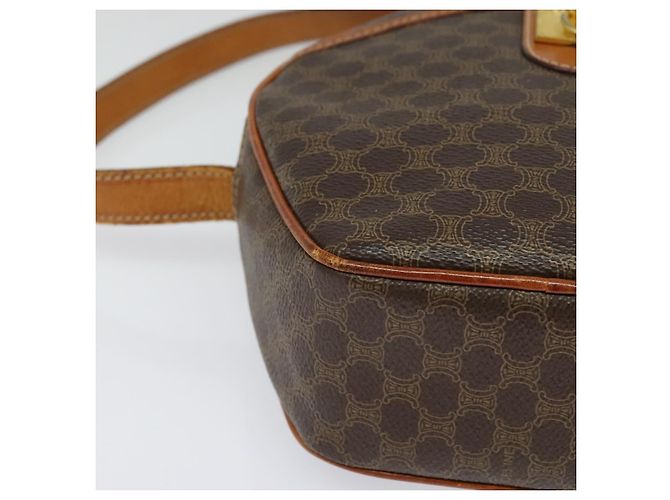 Céline Borsa a Spalla in Tela Macadam CELINE in Pelle PVC Marrone Oro Auth gh248 D'oro - vista 9
