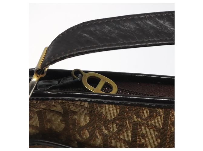 Borsa a Spalla in Tela Trotter Christian Dior Marrone Auth 131559 - vista 10