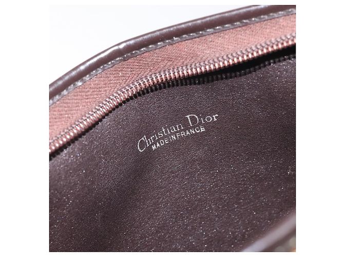Borsa a Spalla in Tela Trotter Christian Dior Marrone Auth 131559 - vista 11