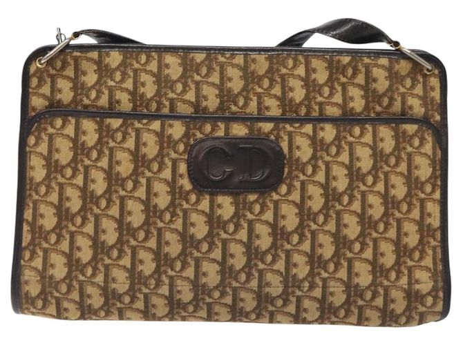 Borsa a Spalla in Tela Trotter Christian Dior Marrone Auth 131559 - vista 13