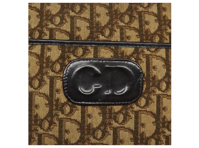Borsa a Spalla in Tela Trotter Christian Dior Marrone Auth 131559 - vista 17