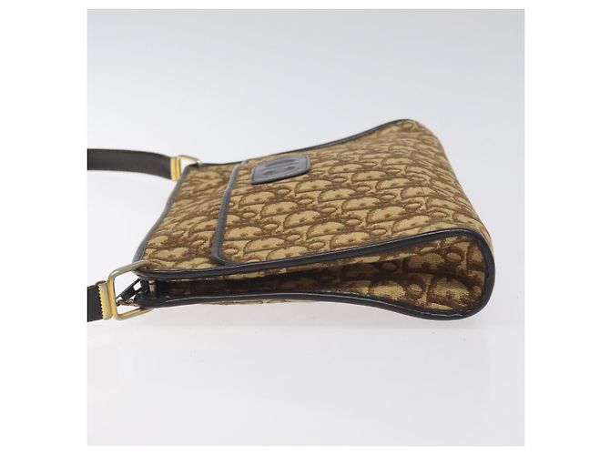Borsa a Spalla in Tela Trotter Christian Dior Marrone Auth 131559 - vista 4