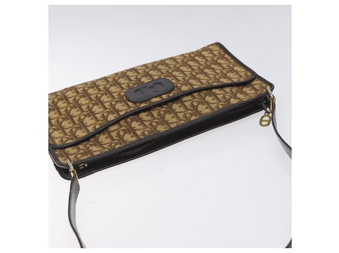 Borsa a Spalla in Tela Trotter Christian Dior Marrone Auth 131559 - vista 6