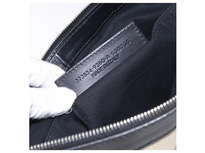 Borsa Clutch BALENCIAGA in tela e pelle bianca e nera 373834 Auth gh296 Nero Bianco - vista 12