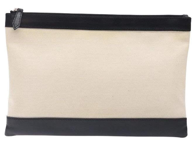Borsa Clutch BALENCIAGA in tela e pelle bianca e nera 373834 Auth gh296 Nero Bianco - vista 2
