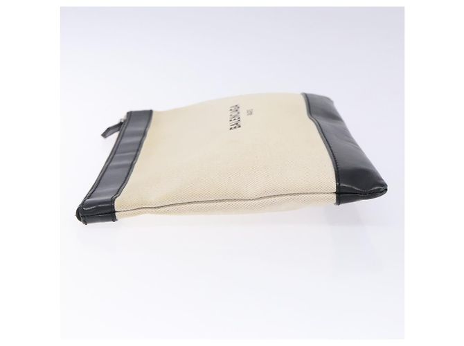 Borsa Clutch BALENCIAGA in tela e pelle bianca e nera 373834 Auth gh296 Nero Bianco - vista 4