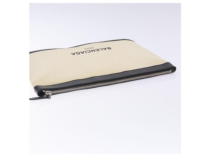 Borsa Clutch BALENCIAGA in tela e pelle bianca e nera 373834 Auth gh296 Nero Bianco - vista 5