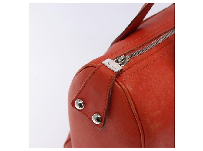 Borsa a mano in pelle arancione e argento Salvatore Ferragamo Auth gh313 - vista 10