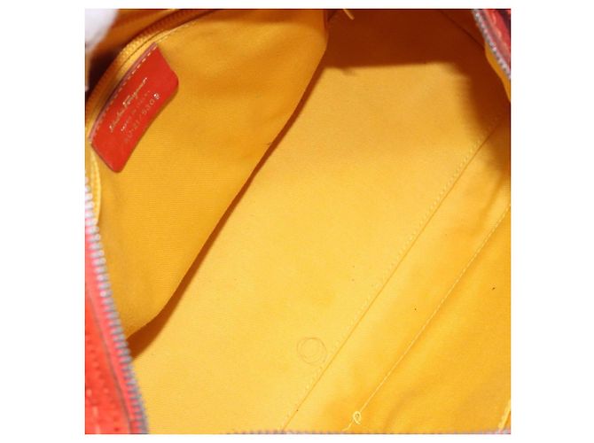 Borsa a mano in pelle arancione e argento Salvatore Ferragamo Auth gh313 - vista 11