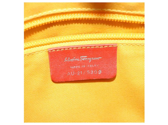Borsa a mano in pelle arancione e argento Salvatore Ferragamo Auth gh313 - vista 12