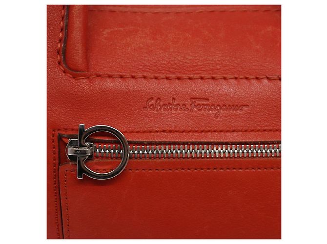 Borsa a mano in pelle arancione e argento Salvatore Ferragamo Auth gh313 - vista 17