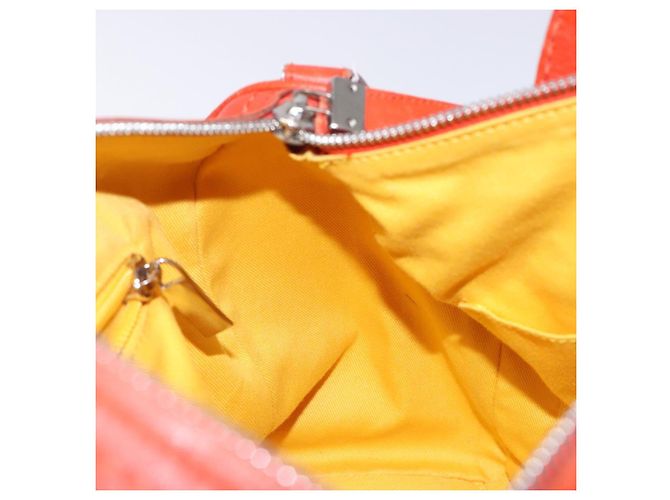 Borsa a mano in pelle arancione e argento Salvatore Ferragamo Auth gh313 - vista 18