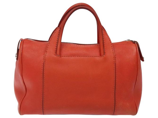 Borsa a mano in pelle arancione e argento Salvatore Ferragamo Auth gh313 - vista 2