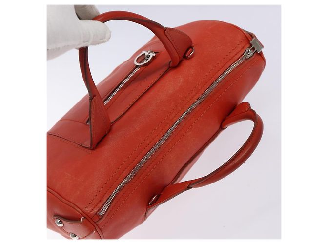 Borsa a mano in pelle arancione e argento Salvatore Ferragamo Auth gh313 - vista 6