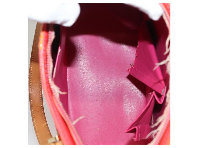 LOUIS VUITTON Borsa a Mano Houston Monogram Vernis Fluo Arancione M91935 Auth 131452 Rosa - vista 10