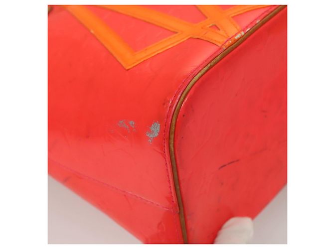 LOUIS VUITTON Borsa a Mano Houston Monogram Vernis Fluo Arancione M91935 Auth 131452 Rosa - vista 17