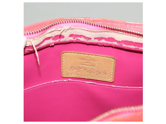 LOUIS VUITTON Borsa a Mano Houston Monogram Vernis Fluo Arancione M91935 Auth 131452 Rosa - vista 20