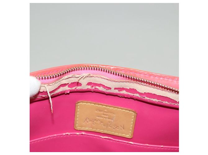 LOUIS VUITTON Borsa a Mano Houston Monogram Vernis Fluo Arancione M91935 Auth 131452 Rosa - vista 21