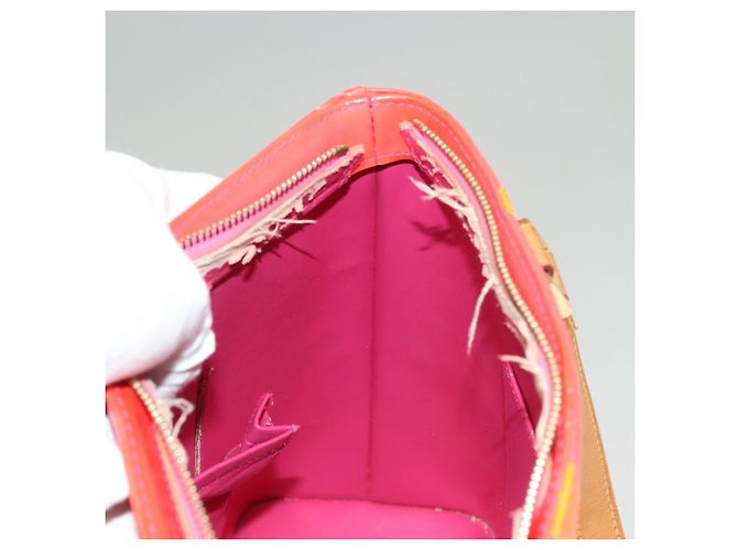 LOUIS VUITTON Borsa a Mano Houston Monogram Vernis Fluo Arancione M91935 Auth 131452 Rosa - vista 23