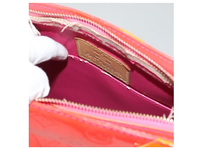 LOUIS VUITTON Borsa a Mano Houston Monogram Vernis Fluo Arancione M91935 Auth 131452 Rosa - vista 24