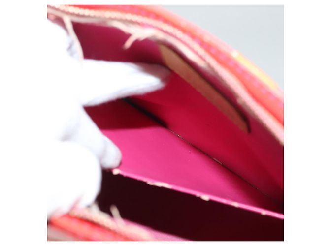 LOUIS VUITTON Borsa a Mano Houston Monogram Vernis Fluo Arancione M91935 Auth 131452 Rosa - vista 25