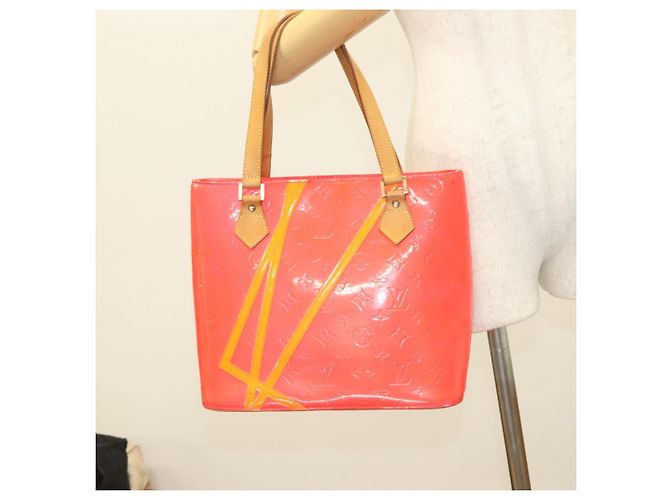 LOUIS VUITTON Borsa a Mano Houston Monogram Vernis Fluo Arancione M91935 Auth 131452 Rosa - vista 26