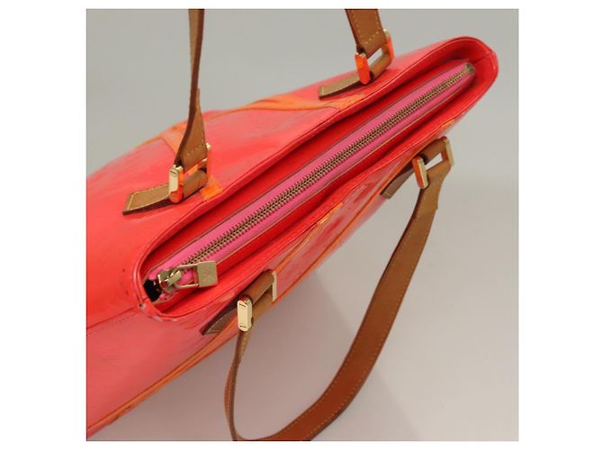 LOUIS VUITTON Borsa a Mano Houston Monogram Vernis Fluo Arancione M91935 Auth 131452 Rosa - vista 7