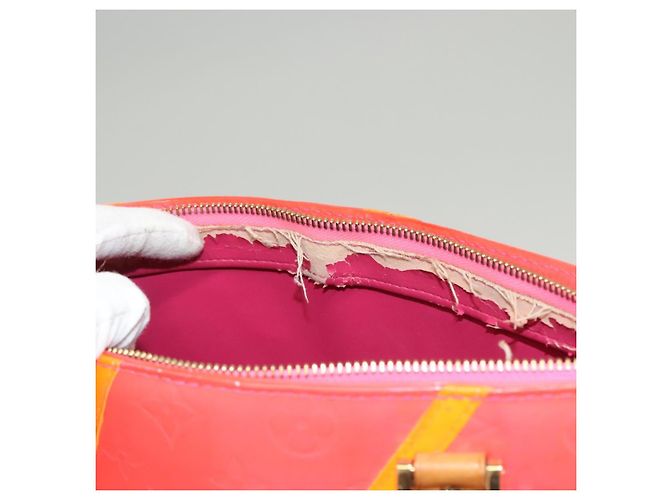LOUIS VUITTON Borsa a Mano Houston Monogram Vernis Fluo Arancione M91935 Auth 131452 Rosa - vista 9
