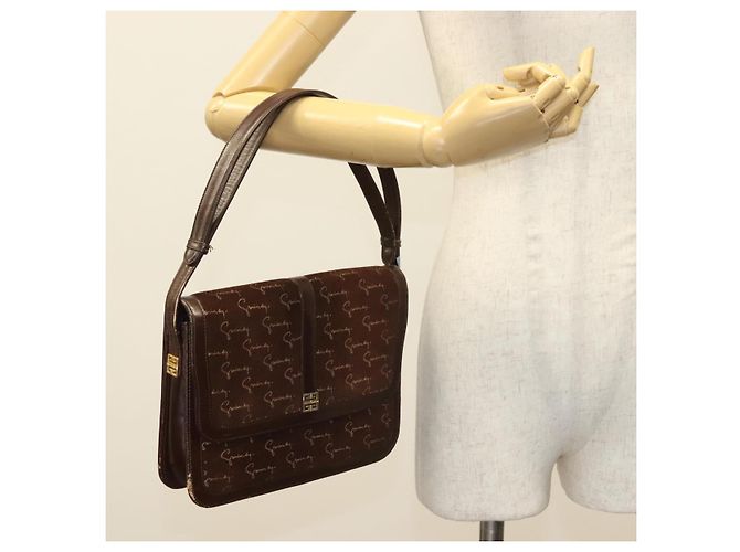 Borsa a Spalla GIVENCHY in Camoscio Marrone Oro Auth bs27977 D'oro - vista 25
