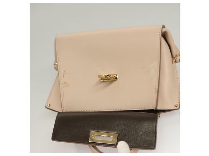 Borsa a mano in pelle Salvatore Ferragamo Gancini Sofia 2 in 1 Beige Oro Auth 131462 D'oro - vista 9