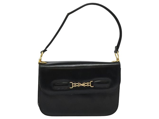 Céline Borsa a Spalla CELINE in Pelle Nera Oro Auth 131641 Nero D'oro - vista 13