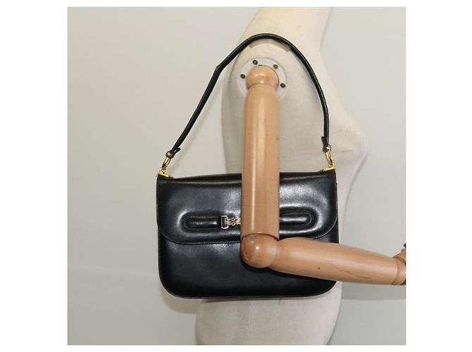 Céline Borsa a Spalla CELINE in Pelle Nera Oro Auth 131641 Nero D'oro - vista 24