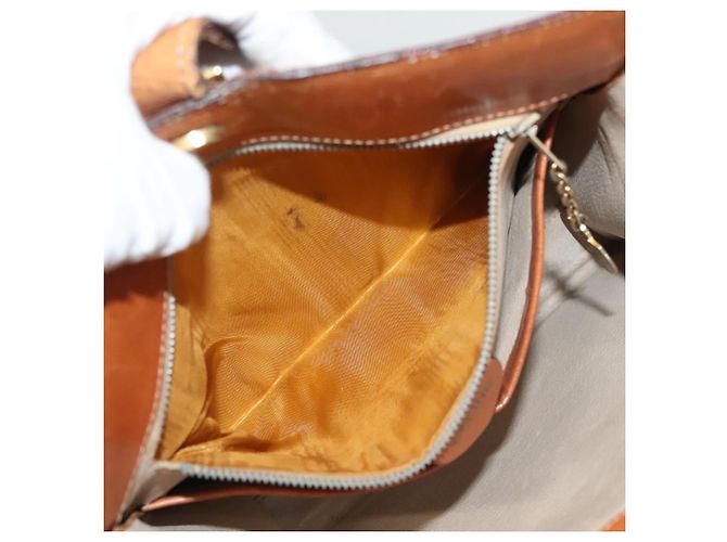 Céline Bolsa de ombro em lona Macadam CELINE em couro PVC marrom dourado Auth 131477 - vista 11