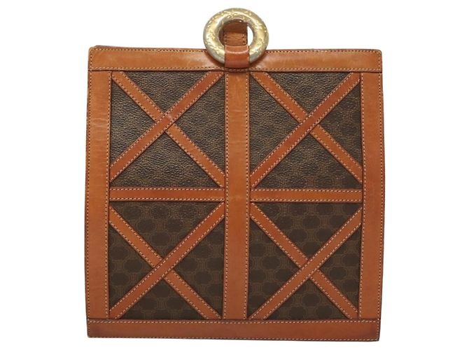 Céline Bolsa de ombro em lona Macadam CELINE em couro PVC marrom dourado Auth 131477 - vista 13
