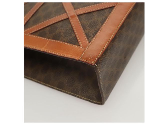 Céline Bolsa de ombro em lona Macadam CELINE em couro PVC marrom dourado Auth 131477 - vista 16