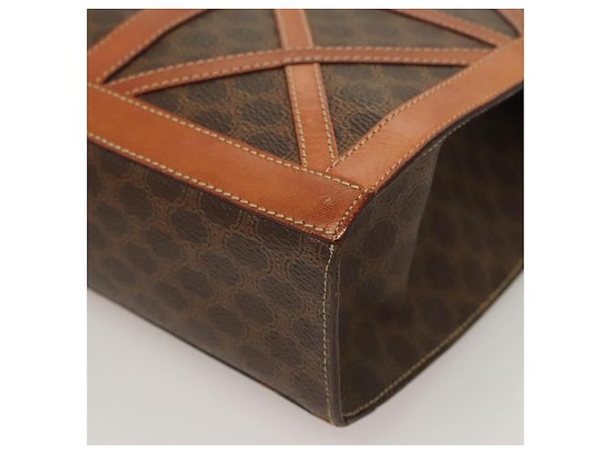 Céline Bolsa de ombro em lona Macadam CELINE em couro PVC marrom dourado Auth 131477 - vista 17