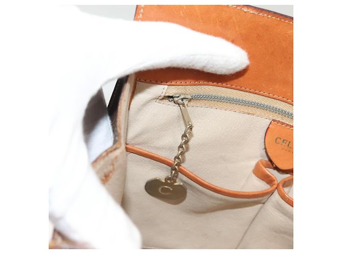 Céline Bolsa de ombro em lona Macadam CELINE em couro PVC marrom dourado Auth 131477 - vista 22