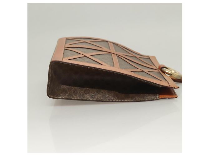 Céline Bolsa de ombro em lona Macadam CELINE em couro PVC marrom dourado Auth 131477 - vista 3
