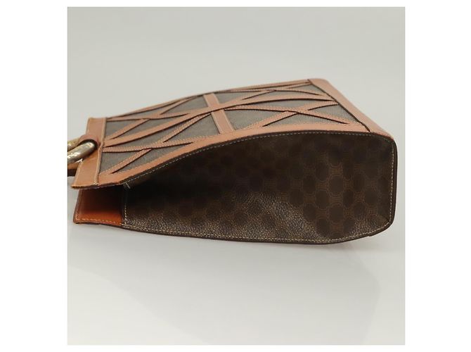 Céline Bolsa de ombro em lona Macadam CELINE em couro PVC marrom dourado Auth 131477 - vista 4