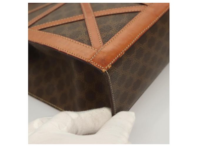 Céline Bolsa de ombro em lona Macadam CELINE em couro PVC marrom dourado Auth 131477 - vista 8