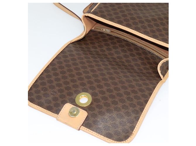 Céline Borsa a Spalla in Tela Macadam CELINE in Pelle PVC Marrone Oro Auth 131727 D'oro - vista 10