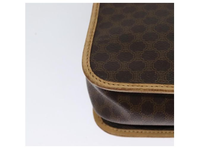 Céline Borsa a Spalla in Tela Macadam CELINE in Pelle PVC Marrone Oro Auth 131727 D'oro - vista 15