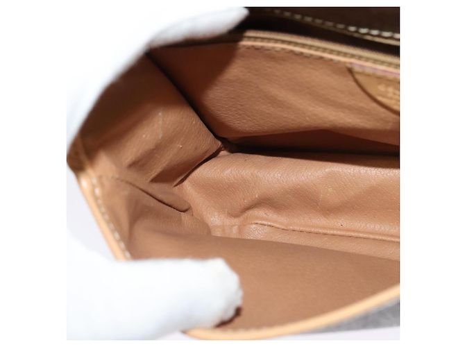 Céline Borsa a Spalla in Tela Macadam CELINE in Pelle PVC Marrone Oro Auth 131727 D'oro - vista 19