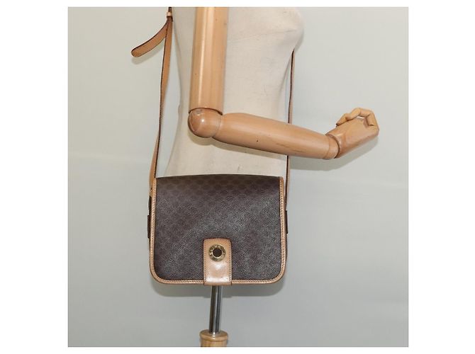 Céline Borsa a Spalla in Tela Macadam CELINE in Pelle PVC Marrone Oro Auth 131727 D'oro - vista 21