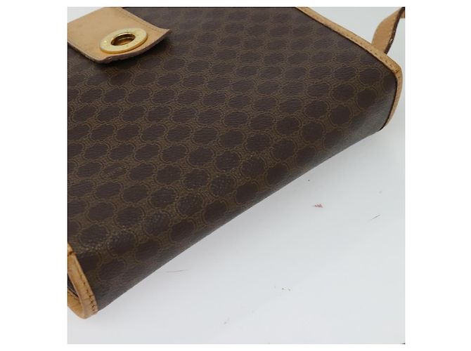 Céline Borsa a Spalla in Tela Macadam CELINE in Pelle PVC Marrone Oro Auth 131727 D'oro - vista 6