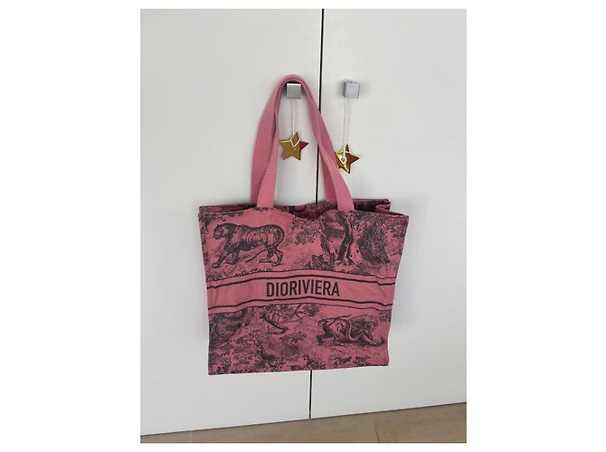 Borsa Tote Christian Dior Riviera Viola in Cotone Porpora - vista 3