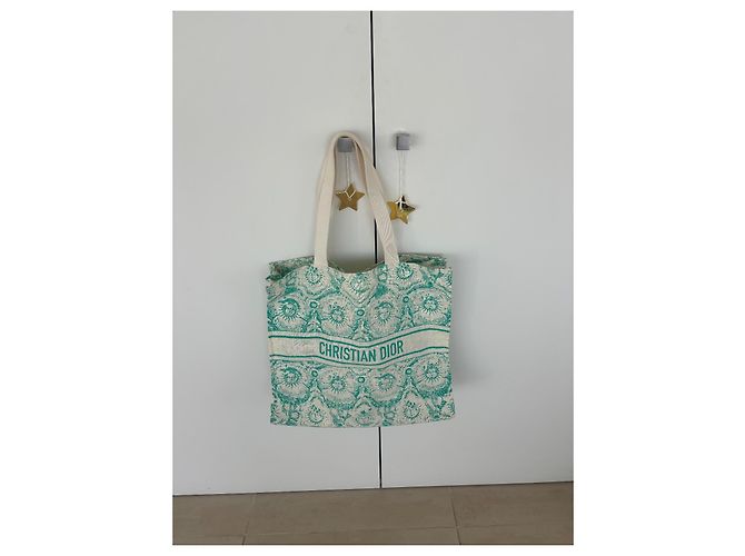 Borsa Tote Christian Dior Riviera Verde in Cotone - vista 2