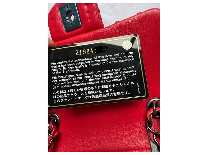 Chanel Flap Mini Borsa Quadrata Crochet Pelle di Agnello Rossa Rosa - vista 3