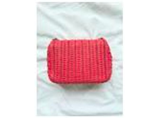 Chanel Flap Mini Borsa Quadrata Crochet Pelle di Agnello Rossa Rosa - vista 5